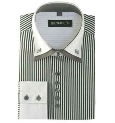 Gray And White Striped Dress Shirt