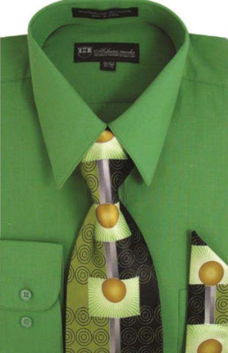 Affordable Clearance Cheap Mens Dress Shirt Sale Online Trendy - D.Lime Classic Cotton Dress Shirt with Ties and Handkerchiefs