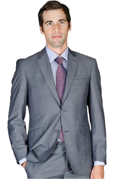 Men's Slim Fit Grey Stripe ~ Pinstripe Wool and Silk Blend Suit