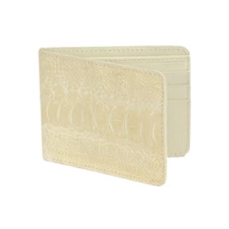 Men's Genuine Exotic Animal Skin Wild West Boots Wallet- Cream ~ Ivory ~ Off White Genuine Exotic Ostrich Leg