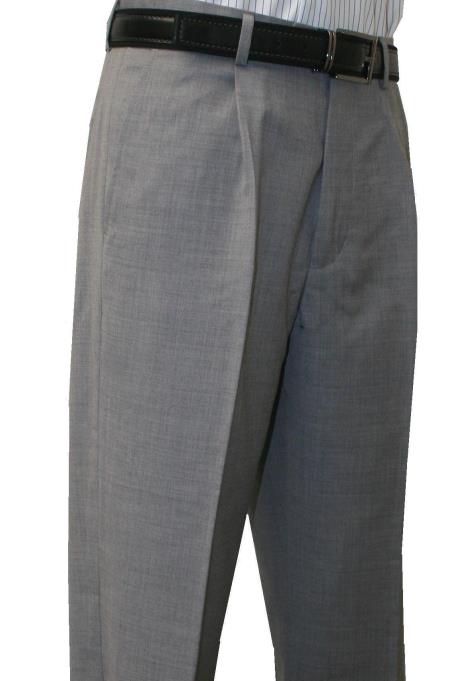 Roma-Classic Fit Pleated Front 1 Pleated Pant 1/4 Top Pocket+2 Back Pockets w/Lining Light Grey unhemmed unfinished bottom - Cheap Priced Dress Slacks For Men On Sale