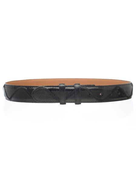 Men's Patchwork Black Genuine Lizard Skin 1 1/2'' width Belt