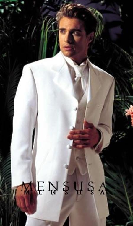Classic Modern Longer 36 Inch White Zoot Tuxedo For Men main image 0