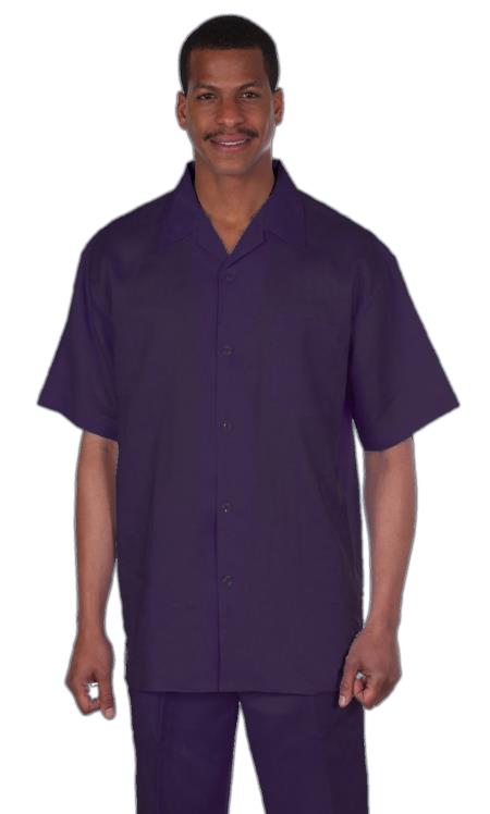 Mens 100% Mens Linen Suit - Fabricâ€“Dark Navy ~ Mens walking casual two piece Summer Short Sleeve Shirt & Pants sets ~ Two Piece Mens Walking Outfit For Sale Pant Sets