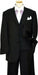 Mens Notch Lapel Three buttons Solid Black Vested Lapeled Vested 3PC Suit Wide leg Pleated pants mensusa