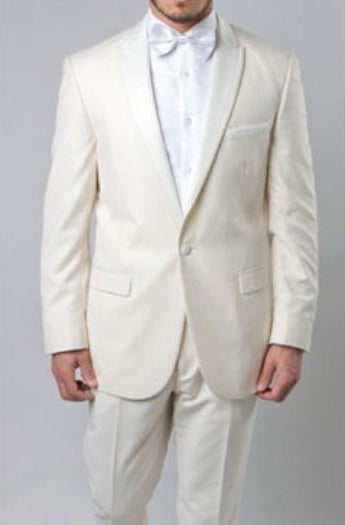 Men's Off White 1 Button Slim Fit Prom 2026 Suit