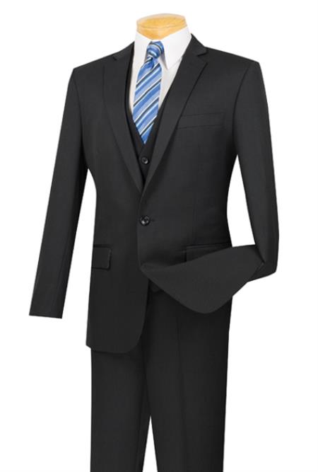 Men'S Black Pick Stitched 2 Button Slim Fit Skinny Suit main image 1