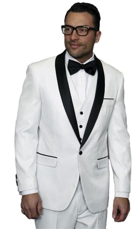 Vitali One Button Peak Lapel Best Designer One Button White Tuxedo Suit For Men M2505 main image 0