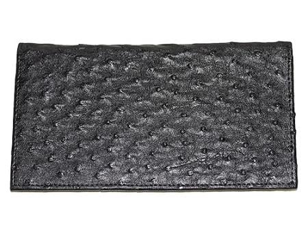 Men's Genuine Exotic Animal Skin Wallet ~ billetera ~ CARTERAS Large Ostrich Wallet Black