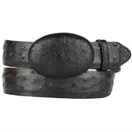 Hand Crafted Original Ostrich Full Quill Skin Style Black Belt