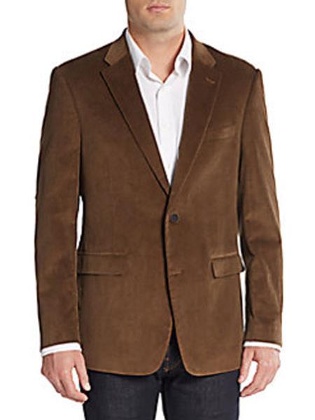 Men's Regular Fit Corduroy Blazer Dark Khaki ~ Tan ~ Beige