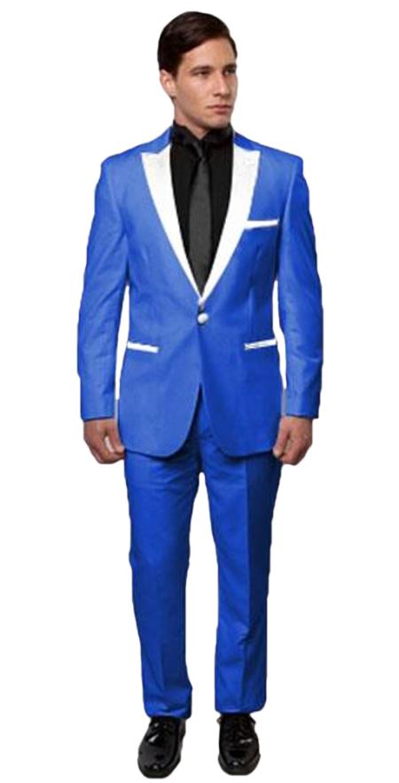 Slim Tux Royal Blue with white lapel
