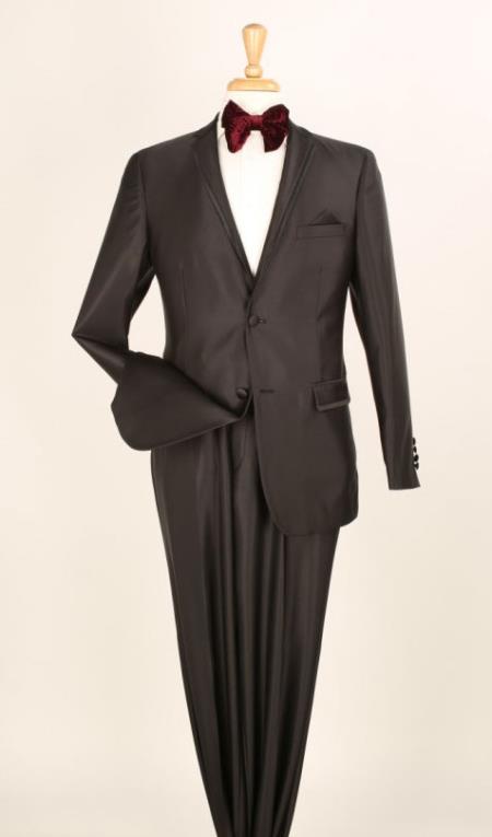 Men's 2 Piece Executive Suit -Pocket/Collar Shiny Flashy Satin Silky M ...