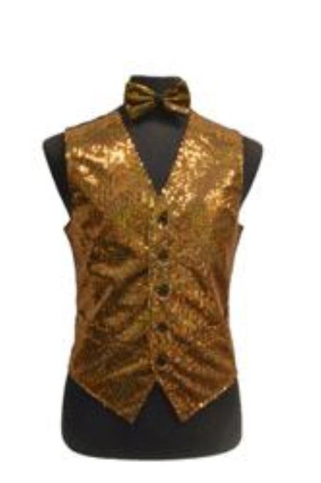 Dress Tuxedo Wedding Vest/Tie/Bowtie Sets (Brown Tone on Tone) Buy 10 of same color Tie For $25 Each - Men's Neck Ties - Mens Dress Tie - Trendy Mens Ties