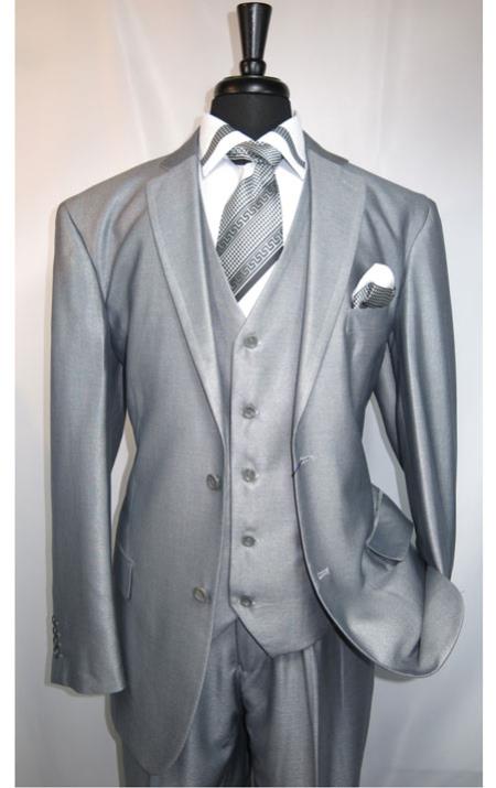 Mens Three Piece Suit - Vested Suit Mens 2-Button Vested Suit Beige