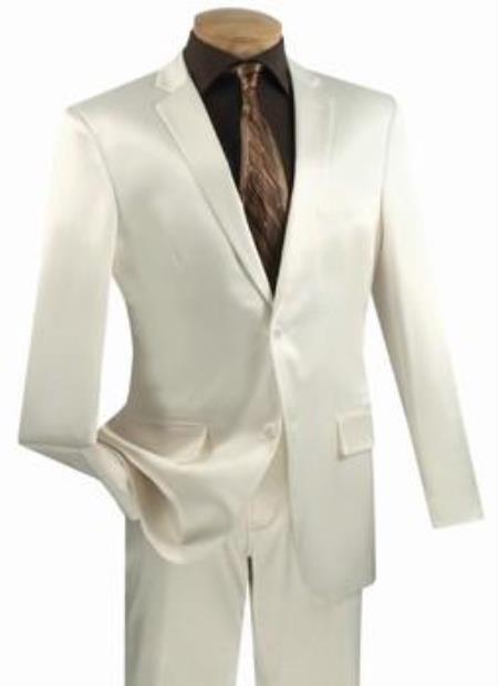 Men's 2 Button Slim Fit Shiny Flashy Satin Silky Metallic Suits Gray  Men's Sharkskin Suit