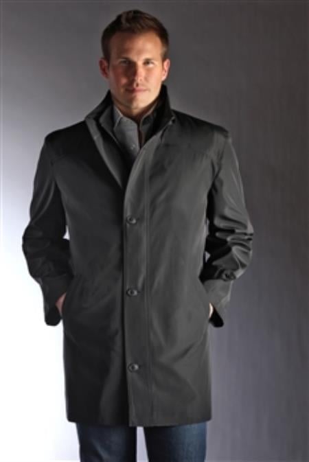 Jean-Paul Germain Water-Repellent 34 length Men's Car Coat Black