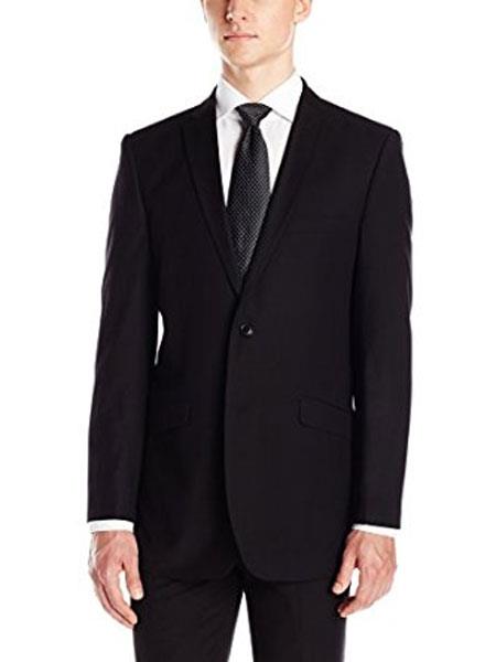 Men's Notch Collar Tonal Stripe Slim Fit Micro Tech Black Suit Jacket