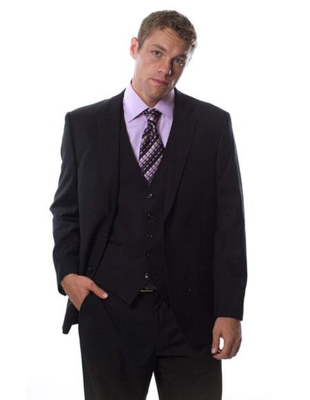 Brand: Caravelli Collezione Suit - Caravelli Suit - Caravelli italy Caravelli Men's Black 3 Piece Classic Fit Suit