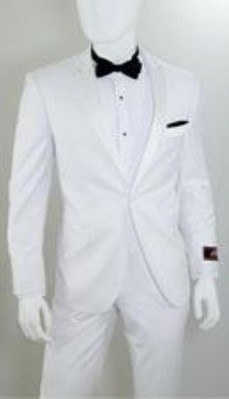 Slim Fit Suit 1 Button Peak Lapel White Suits Fashion Tuxedo For Men main image 1