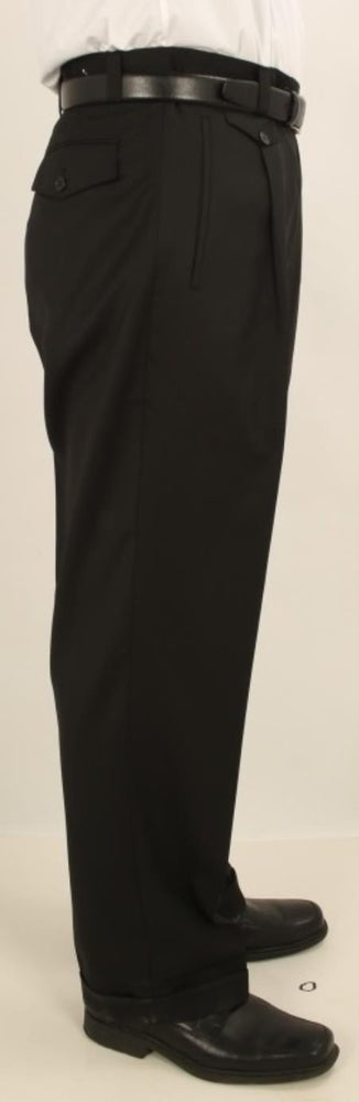 Men's Wide Leg Single Pleated Pants Solid Black Men's Wide Leg Trousers - Cheap Priced Dress Slacks For Men On Sale