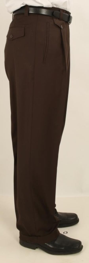 Men's Wide Leg Single Pleated Pants Solid Dark Brown Men's Wide Leg Trousers - Cheap Priced Dress Slacks For Men On Sale