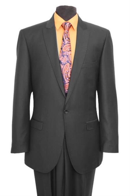 Slim Fit Suit Men's 1 One Button Suit Flat Front Pants â€“ Dark Gray Men's Slim Fit Suits