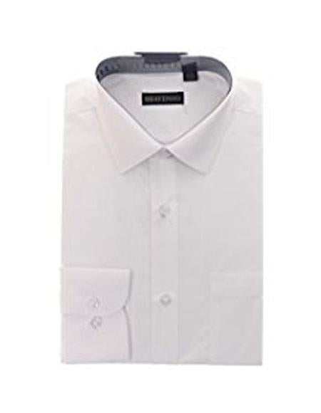 Men's Solid White Cotton Blend Slim Fit Shirt (We have more Braveman suits Call 1-844-650-3963 to order)