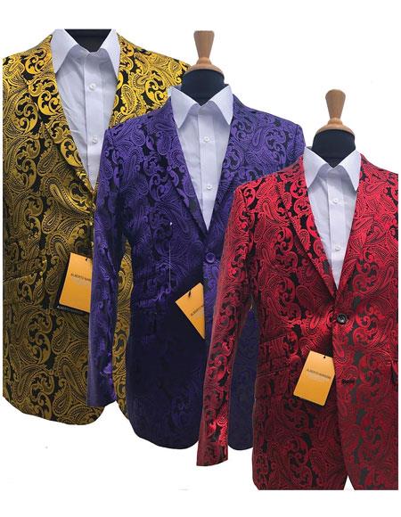 Big And Tall Tuxedo Paisley Tuxedo Sparkling Blazer - Off-White and Gold Floral Sport Coat main image 1