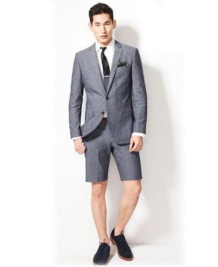 Men's Summer Business Suits With Shorts Pants Set (Sport Coat Looking) White main image 0