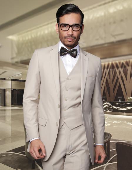 Men Super 150's Men's Slim Fit Suits Tan ~ Beige Online Discount Fashion Sale