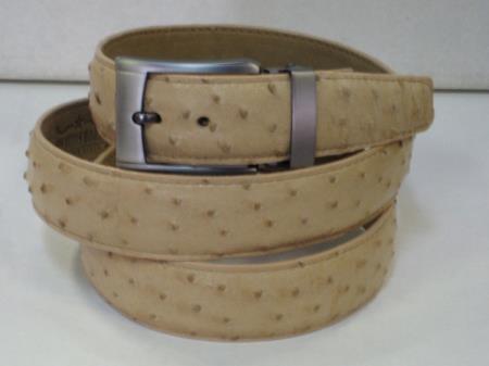 Men's Genuine Authentic Oryx Tan Ostrich Belt