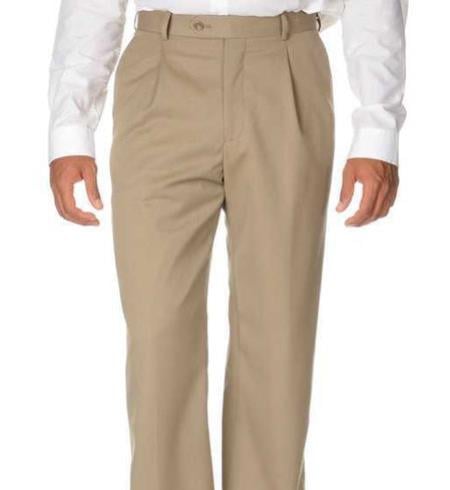 Men's tan Regular fit Solid Pleated Dress Pants For man — Menssuitsatlanta