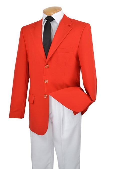Men's Three Button 100% Poplin Dacron Suit Red