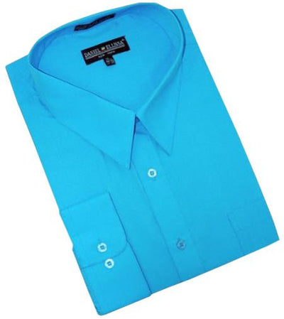 Mens Turquoise Dress Shirt Turquoise ~ Light Blue Stage Party Cotton Blend Mens Dress Shirt mensusa