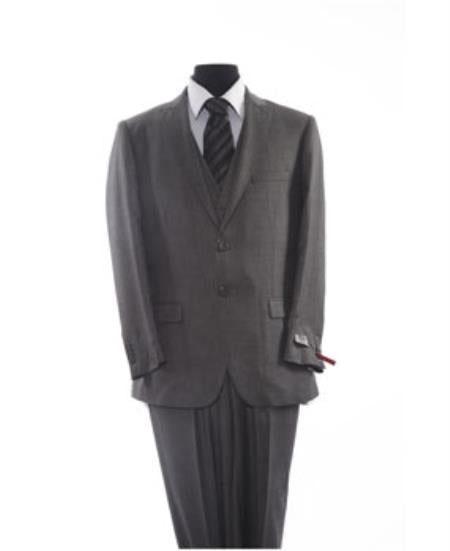 Men's Two Button 2 Piece Grey Suit