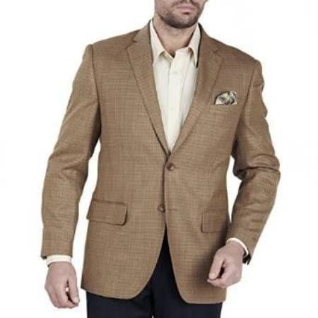 Men's Camel Tweed Authentic Tiglio Brand Solid Suit- High End Suits - High Quality Suits