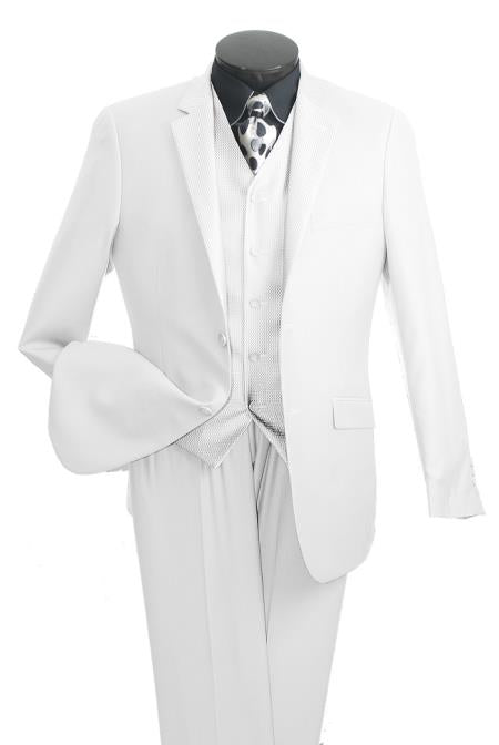 Mens One Button White Suit main image 1