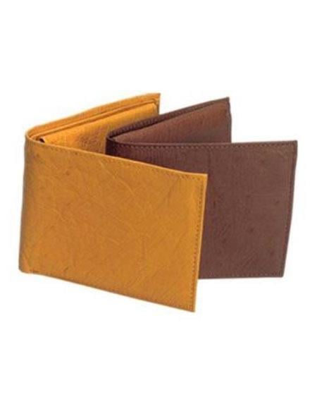 Men's Genuine Exotic Animal Skin Smooth Ostrich Moneyclip Black,Cognac,Bone,Buttercup,Kango