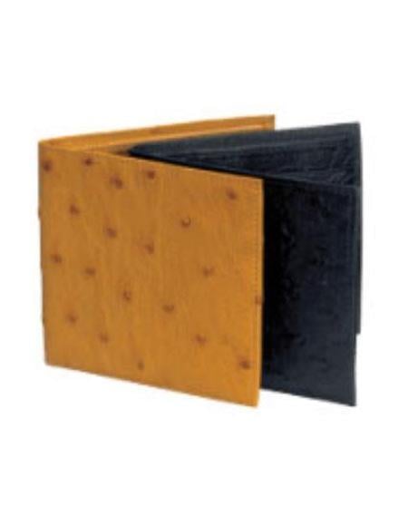 Men's Genuine Exotic Animal Skin Full Quill Ostrich Hipster Black,Cognac,Off White Cream,Buttercup,Kango