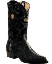 Men's White Diamonds Genuine Stingray mantarraya skin J Toe Replaceable Heel Cap Black Botas de mantarraya - Mantarraya boots