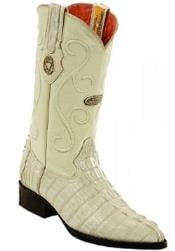 Men's White Diamonds Single Stitched Welt Genuine caiman tale Off White Cream Boots