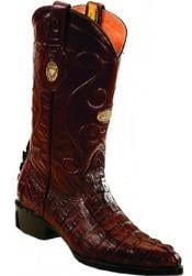 Men's White Diamonds J Toe Genuine caiman tale Brown Boots