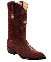 Men's Genuine Stingray mantarraya skin Hand Stitched Upper Shaft Burgundy ~ Wine ~ Maroon Color Botas de mantarraya - Mantarraya boots