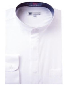 Band Collarless White Men's Dress Shirt