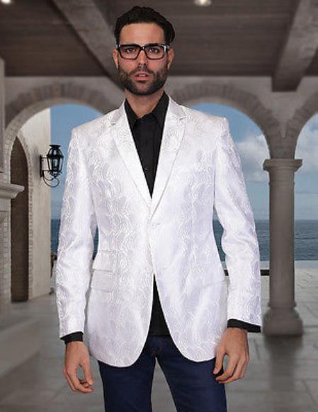 Men's Slim Fit 3 Piece Solid Italian Design Suit Style Shiny Flashy Satin Silky Metalic Men's Sharkskin Suit main image 1