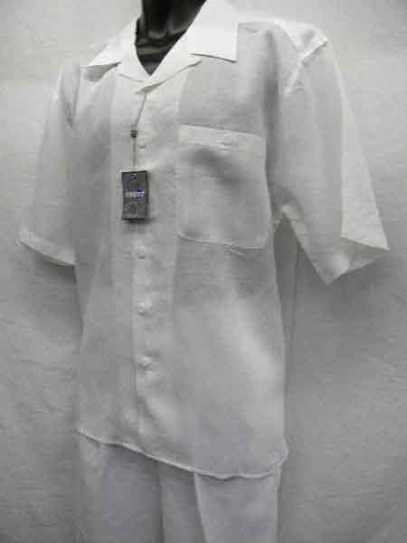 Men's Two Piece White Linen Short Sleeve Big Size Casual Casual Two Piece Mens Walking Outfit For Sale Pant Sets Suit all white outfits for men
