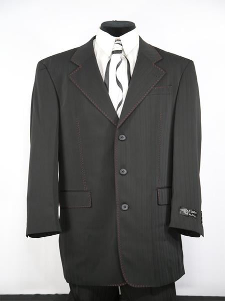 Men's Matte Stitched 2pc Zoot Suit Black