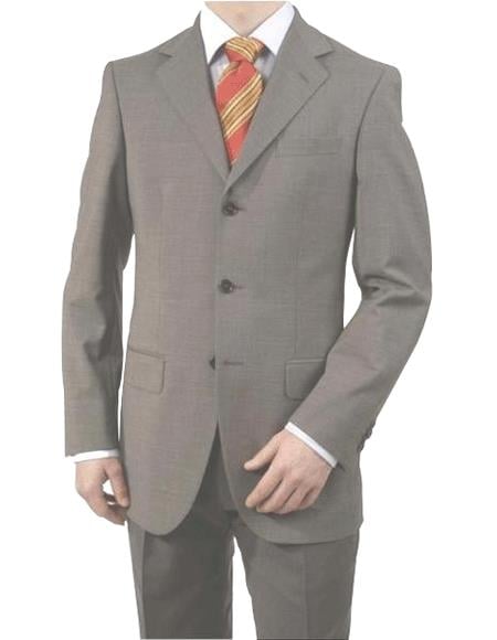 Mid Gray 3 Button Real premier quality italian fabric Super 150's Wool Italian Men's Three Buttons Style suit - mensusa
