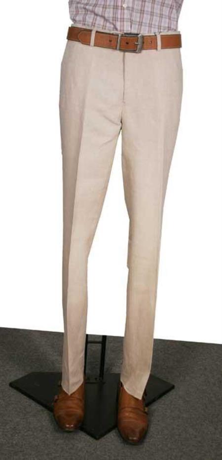 Mens Modern Fit Flat Front Dress Slacks in Brown
